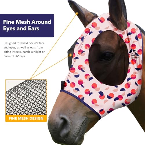 Super Comfort Stretchy Fly Mask Large Eye Space with UV Protection Soft on Skin with Breathability Weaving Dots L (Full (Large) / Weaving Dots)