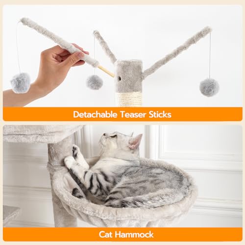 Cat Tree Tower with Litter Box Enclosure for Indoor (White)