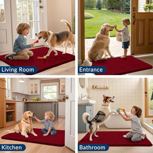 Dog Door Mat for Muddy Paws 44x32 (Burgundy / 44"X32")