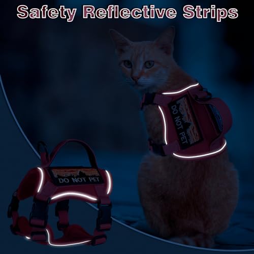Tactical Cat Harness with AirTag Holder for Large Cats (L / Pink)
