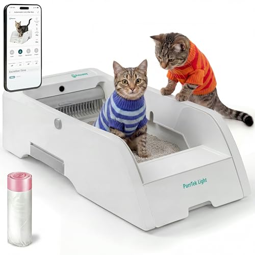 PurrTek Light Open Top Automatic Litter Box Self Cleaning 5GHz WiFi