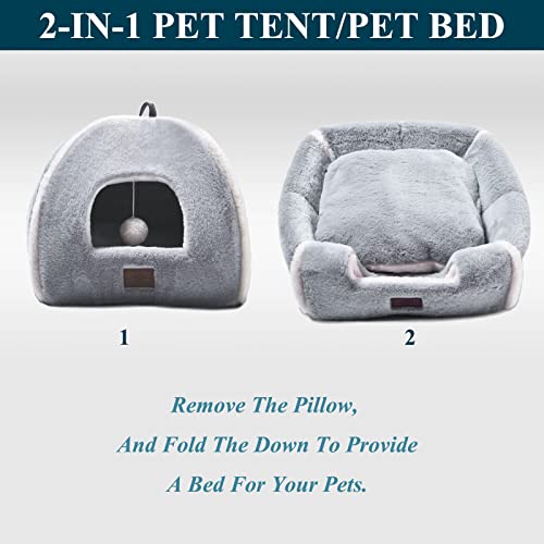Cat Bed for Indoor Cats (Grey / L(17.5 x 17.5 x 17.5 Inch))