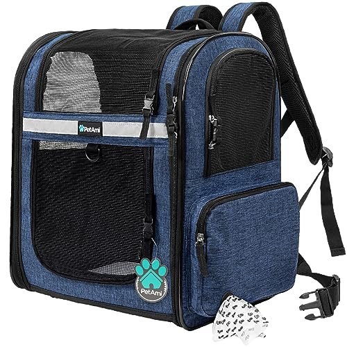 Dog Backpack Carrier for Cats (Navy Blue)