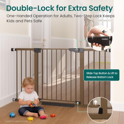 30 54" Extra Wide Baby Gate (Brown / 30"-54" W x 30.5" H)