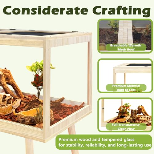Bearded Dragon Tank with Legs (Oak / 75Gallons, 47inch)