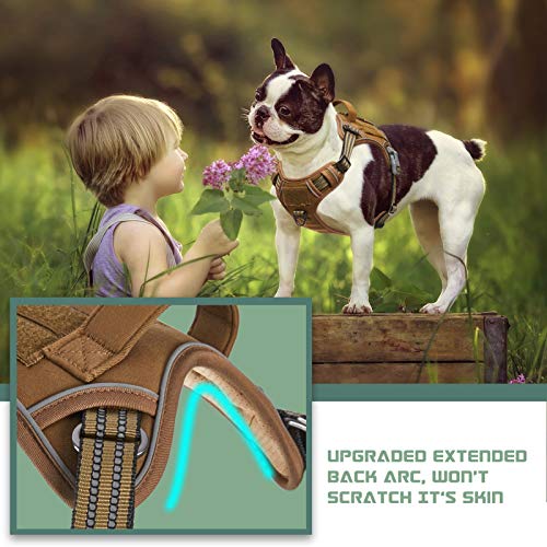 Tactical Dog Harness for Medium Dogs No Pull (Brown / M(Neck:16-20", Chest:17-27"))