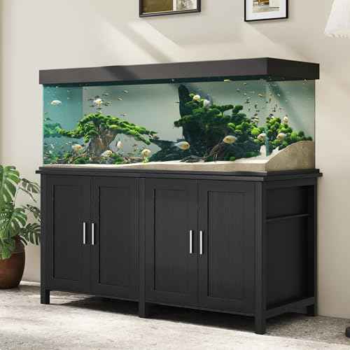 100 150 Gallon Fish Tank Stand Aquarium Stand with Cabinet Storage (Style1-Black / 60 inch)