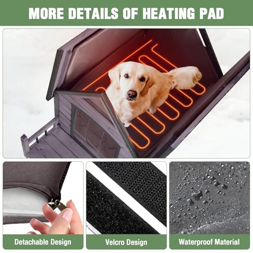 Heated Dog House Outdoor Insulated Weatherproof Dog Kennel with Heater (Heated Dog House)