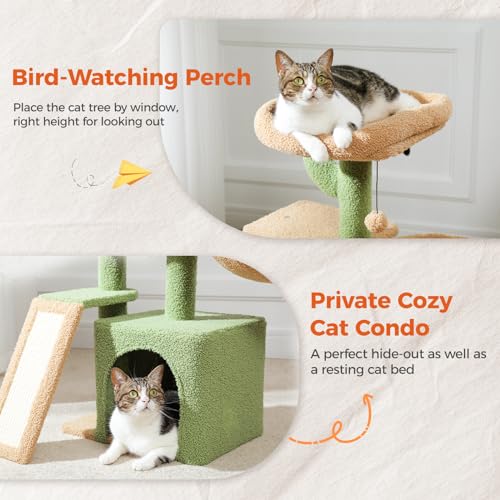 Cactus Cat Tree for Kittens & Small Cats (Green)