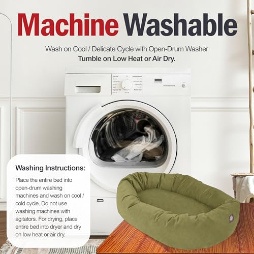 Suede Shredded Memory Foam Mix Calming Dog Bed Washable (Sage)
