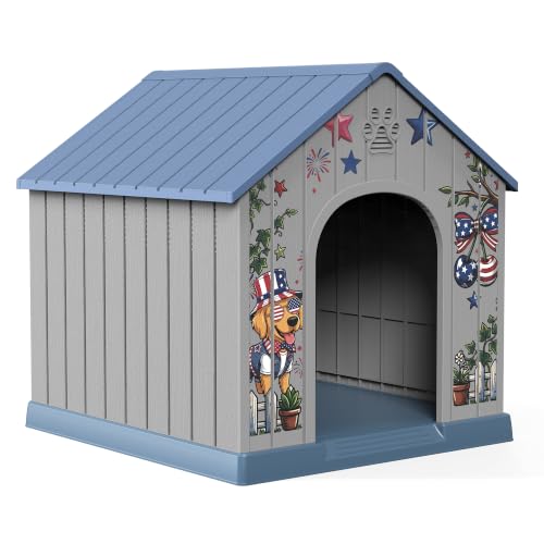 Indoor & Outdoor Waterproof Dog House (Blue Pattern / Large Dog: 38 Inch)