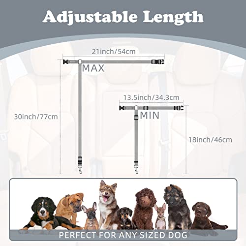 2 Pack Dog Seat Belt for Car (Grey)