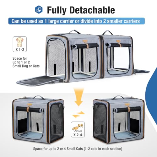 Extra Large Cat Carrier for 2 Cats (Grey)