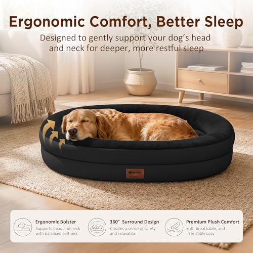 Waterproof Orthopedic Dog Bed for Extra Large Dogs (Black / 48"L x 35"W x 7.5"Th)