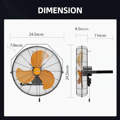 20" Industrial Wall Mount Fan (20 Inch - 4850 CFM)
