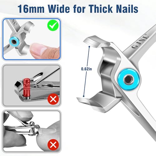 Toenail Clippers for Thick Toenails for Seniors 4PCS (Sliver Wide & Black Angled)