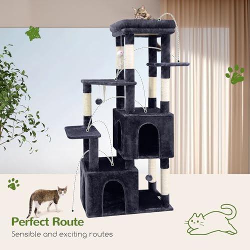 Heavy Duty Cat Trees for Big Cats Maine Coon (Dark Grey / 61inch)