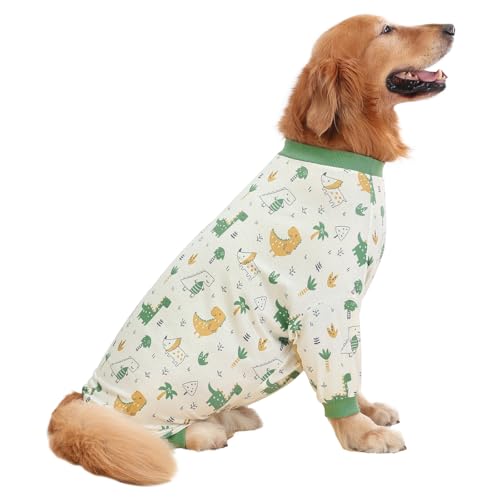Dog Pajamas One Piece Light Comfy Pjs Pet Costume M (Medium / Forest Dinos)