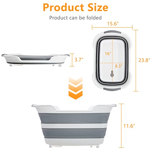 7.1 Gal 27L Multipurpose Collapsible Pet Bathtub Upgraded with Drainage Hole and Pet Hair Collector for Bathing (Grey-hair collector)