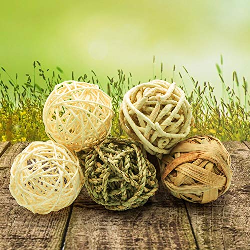 8 Pcs Small Animals Play Balls Rolling Activity Chew Toys Gnawing Treats for Rabbits Guinea Pigs Chinchilla Bunny Natural Balls (8Pcs)