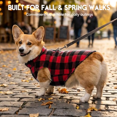 Dog Sweater Plaid Fleece Vest Puppy Shirt for Small Medium Dogs (Small / Plaid-Red)