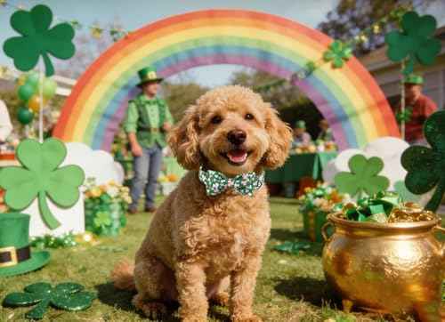 St. Patrick Dog Collars with Bow tie (G&P Clover / Large (Pack of 1))