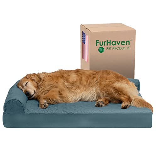 Cooling Gel Dog Bed for Large Dogs w (Jumbo / (Quilted Paw) Bluestone)