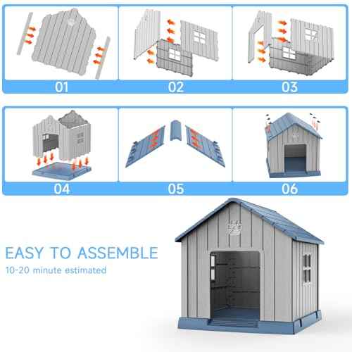 Dog House for Medium Size Dogs (Blue / 32.5''L x 33.7''W x 31.18''H)