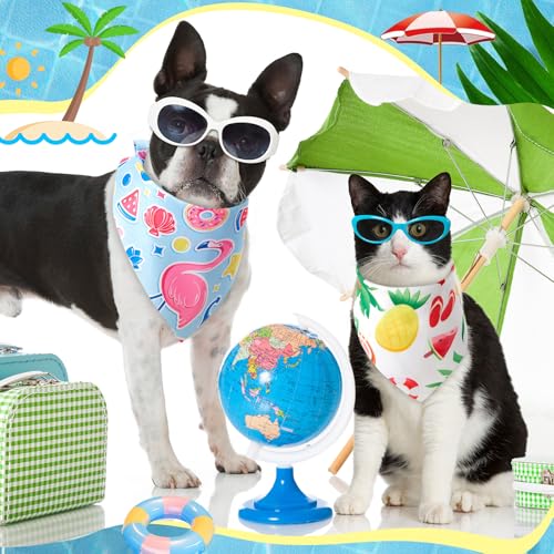 100 Pieces Dog Bandanas Bulk Summer Pet Bandanas Pack Triangle Scarf Bib Kerchief Set for Small Large Dog Costume Accessories Decoration (Fruit / 31.5 x 21.7 x 21.7")