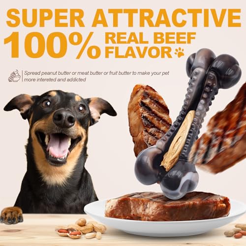 Dog Chew Toys for Aggressive Chewers (Real Bacon&Beef)