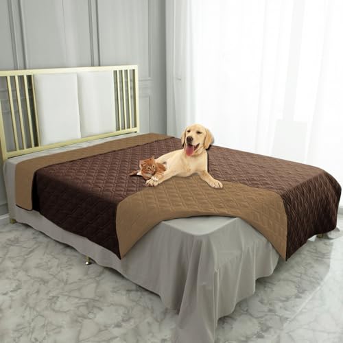 Waterproof Dog Bed Blankets Cover for Bed Couch Sofa Reversible (30x80 Inch (Pack of 1) / Chocolate+camel)