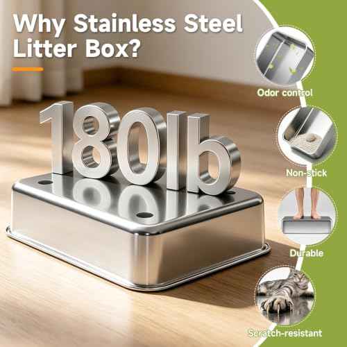 Stainless Steel Cat Litter Box with Lid (Light Grey XL)