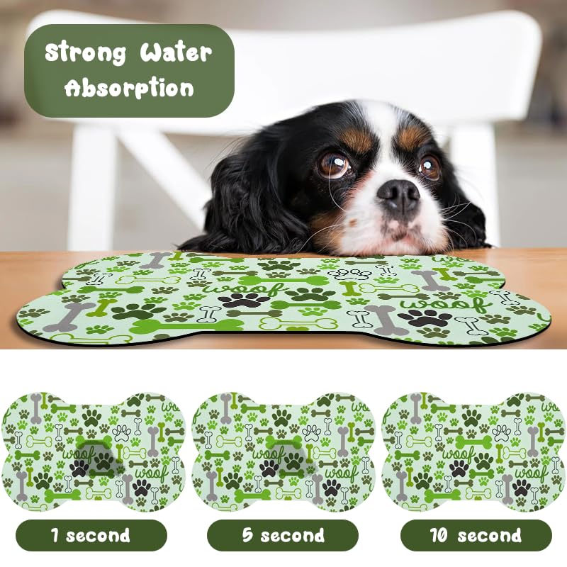 Dog Food Mats for Floors Waterproof (Green / 19"L x 12"W)