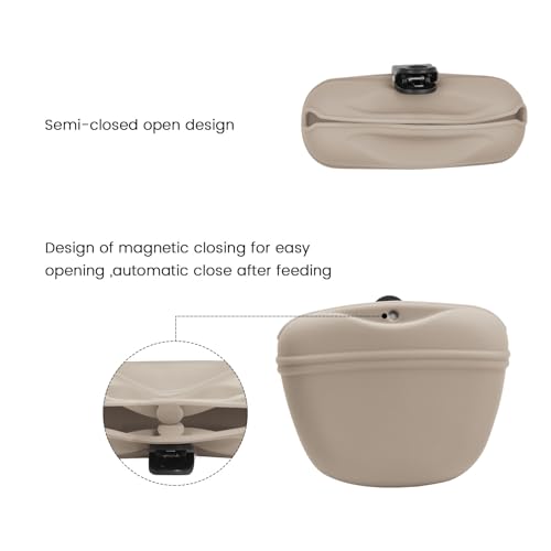 Silicone Dog Treat Pouch with Clicker Magnetic Closure Secure Clip (2 Pack / Taupe+Duck egg green)