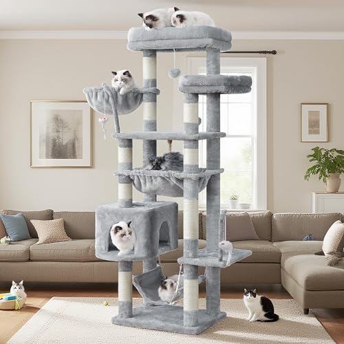 Cat Tree 63'' Cat Tower for Large Cats (63 inch / Light gray)