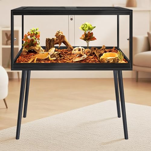 Bearded Dragon Tank with Legs (Black / 30Gallons, 31inch)