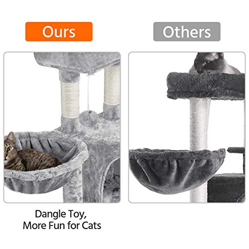42in Cat Tree Tower for Indoor Cats (Light Gray)