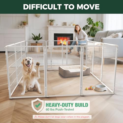 AuraSpace Pro Acrylic & Wire Mesh Indoor Dog Playpen (White / 40"H)