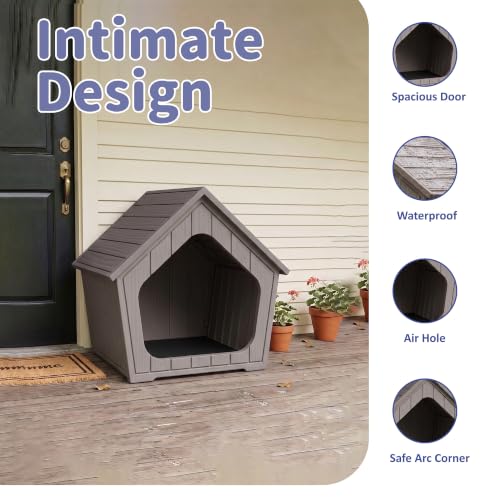 Outdoor Dog House for Small Dogs (Grey / XSmall Dog: 22.8 Inch)