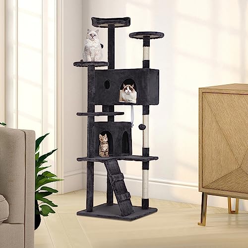70" Cat Tree Tower (70in / Dark Gray)