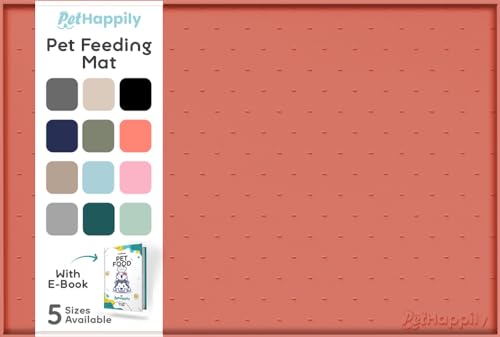 Dog Food Mat Raised Edges Dogs Mat for Food and Water Prevent Spill (18.5" x 11.5" / Burnt Coral)