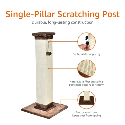 Sturdy Cat Scratching Post for Indoor Cats & Kittens (Premium Scratching Post / Brown / 35.4" H)