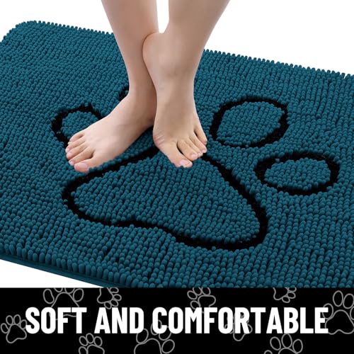Dog Door Mat for Muddy Paws (30"X20" / Atlantic Blue and Black)