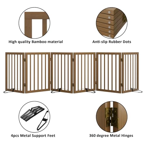 Dog Gate for Stairs (Black Walnut / 6 Panel - 110 inches Wide)