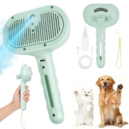 Dog Cat Steam Brush With UV Light (Green)