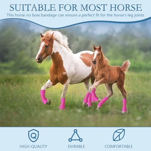 Set of 4 Horse No Bow Bandage 3D Contoured Standing Wrap Bandages Stable Nylon Horse Leg Wraps for Helping Prevent Horse from Tendon Damage and Keep Horses Clean and Safe (Purple)