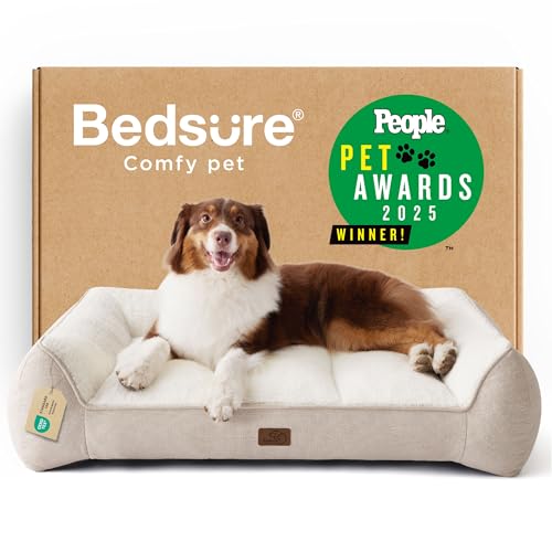 SupportMax® Extra Thick Orthopedic Dog Beds Large Sized Dog (Cream / 38"l X 28"w X 8.5"th)