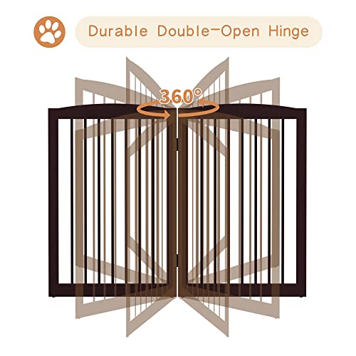 Freestanding Pet Gate for Dogs (32" Height-4 Panel / Dark Brown)
