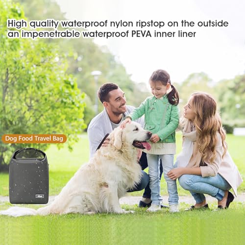 Travel Dog Food Container Pet Food Storage Bag Containers 2PCS Collapsible Travel Dog Bowls Waterproof Camping Storage Essentials Kibble Carrier 20L Easy to Clean (Gray / 20L)
