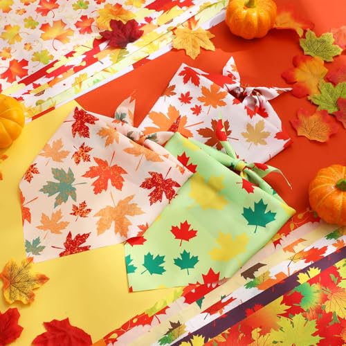 100 Pieces Thanksgiving Dog Bandanas Bulk Fall Autumn Pet Bandanas for Small Large Dogs with Maple Leaves Patterns Triangle Scarf Bib Kerchief Set Costume Accessories (Maple / 31.5 x 21.7 x 21.7")